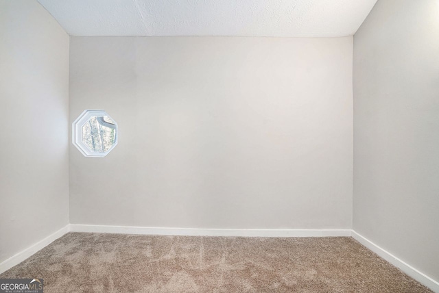 carpeted spare room featuring a textured ceiling