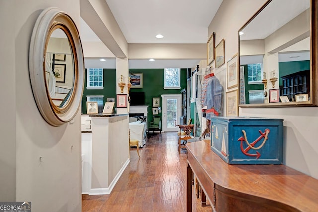 hall featuring hardwood / wood-style floors