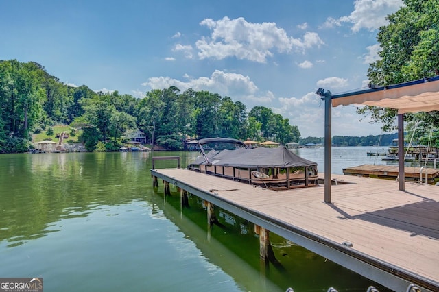 view of dock featuring a water view