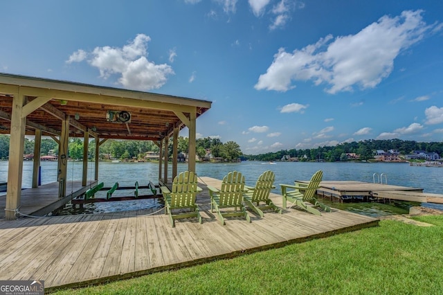 view of dock featuring a water view