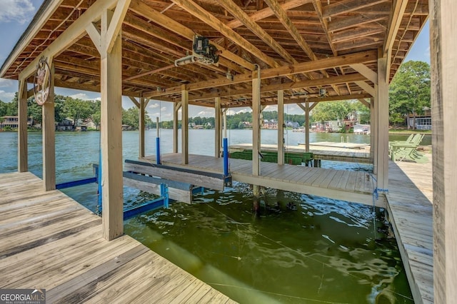 view of dock featuring a water view