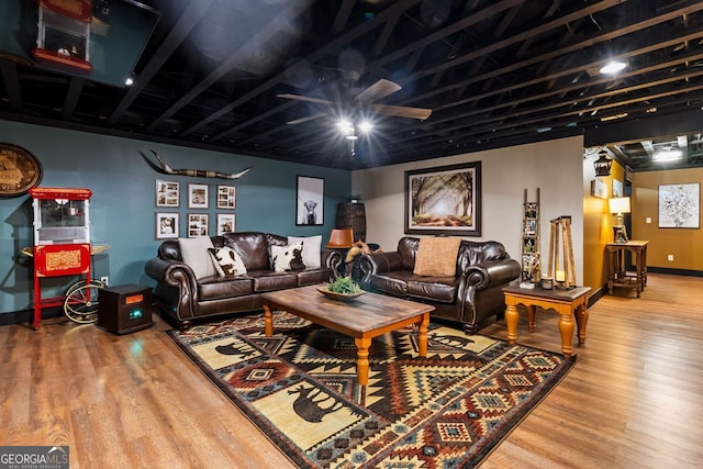 living room with wood-type flooring