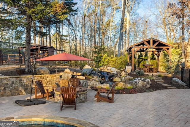 view of patio with a gazebo