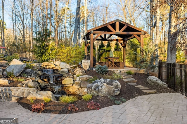 view of patio featuring a gazebo