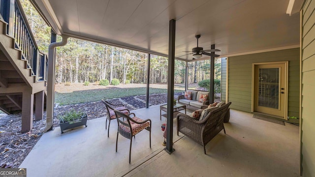 view of patio / terrace with an outdoor hangout area and ceiling fan