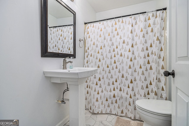 3107 Lotheridge Rd Unit 0, Gainesville, GA 30501 - full bathroom with toilet, curtained shower, and tile patterned flooring
