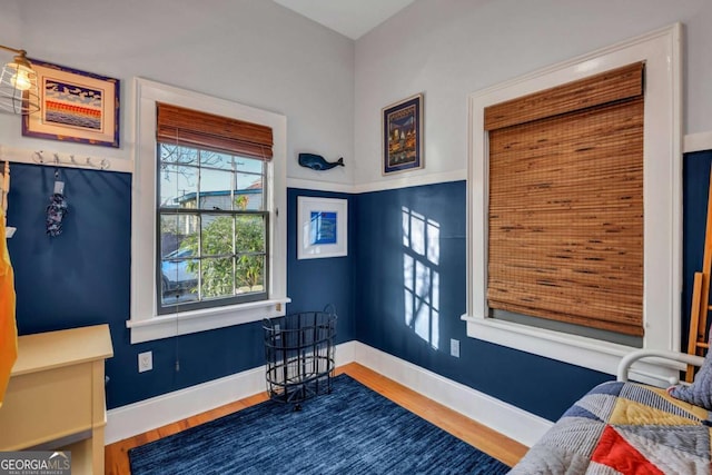 sitting room with wood-type flooring