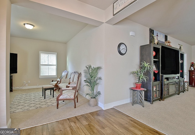 living area with wood-type flooring