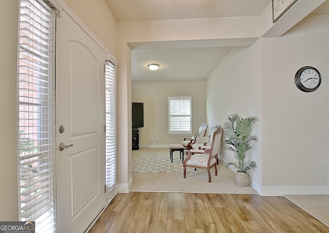 foyer entrance featuring light hardwood / wood-style flooring