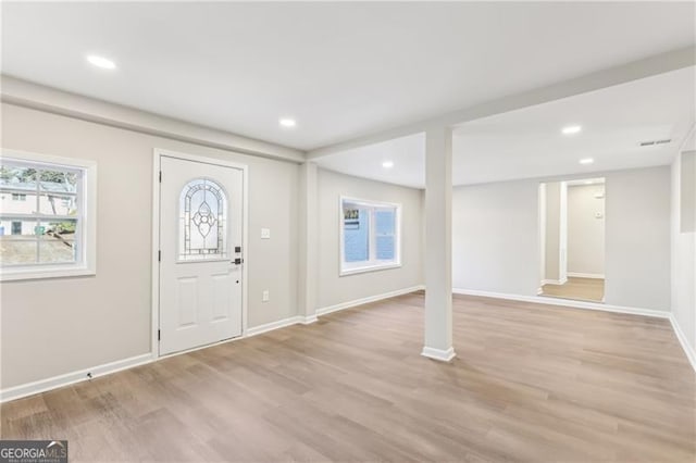 foyer featuring light wood-type flooring