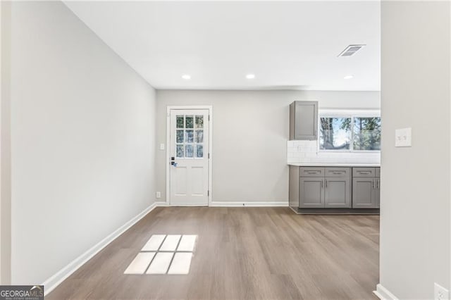 interior space with light hardwood / wood-style flooring