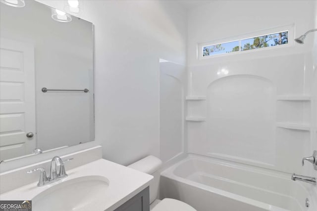 full bathroom featuring vanity, toilet, and shower / bath combination