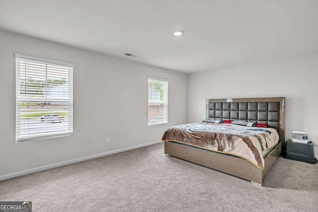 bedroom featuring carpet and multiple windows