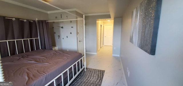 bedroom featuring ornamental molding