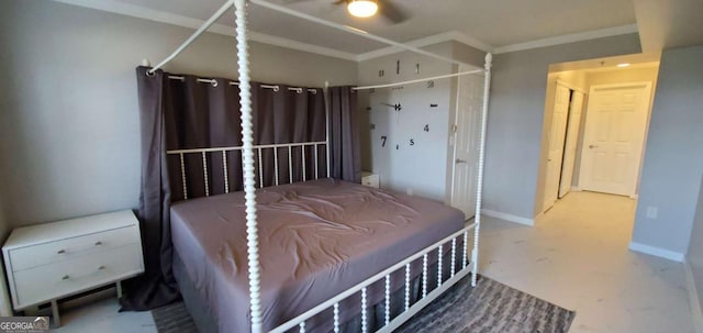 bedroom with ornamental molding