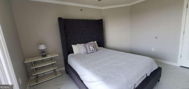 bedroom with ornamental molding