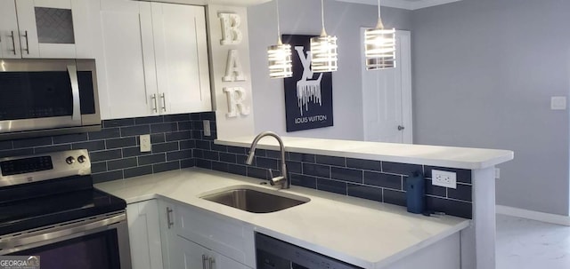 kitchen featuring white cabinets, sink, and stainless steel appliances