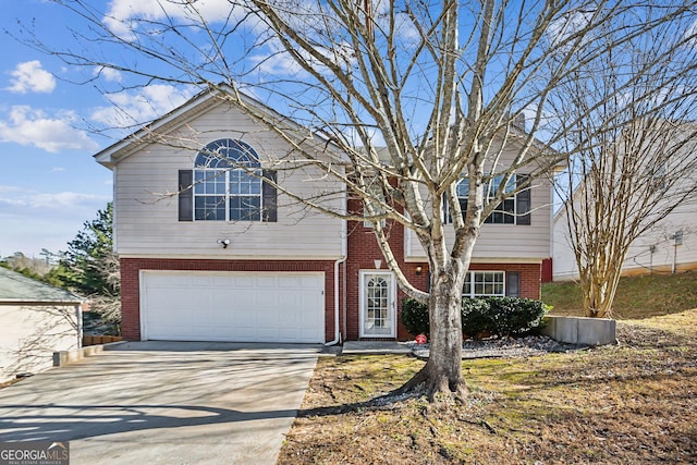 view of front of property with a garage