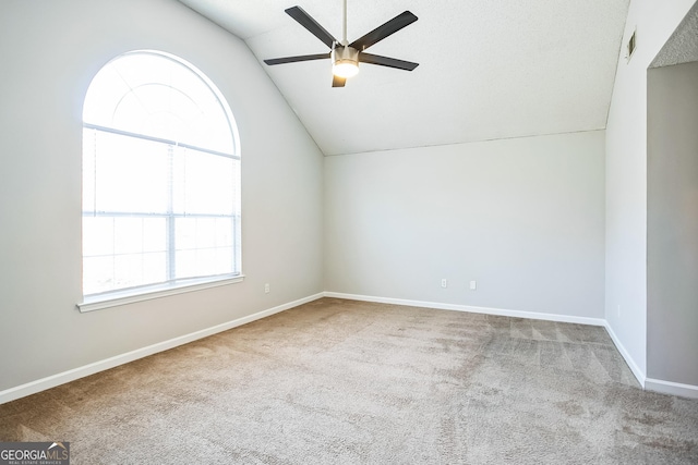 bonus room featuring carpet flooring, ceiling fan, and lofted ceiling