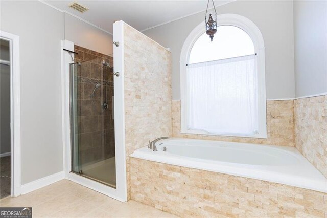 bathroom with independent shower and bath