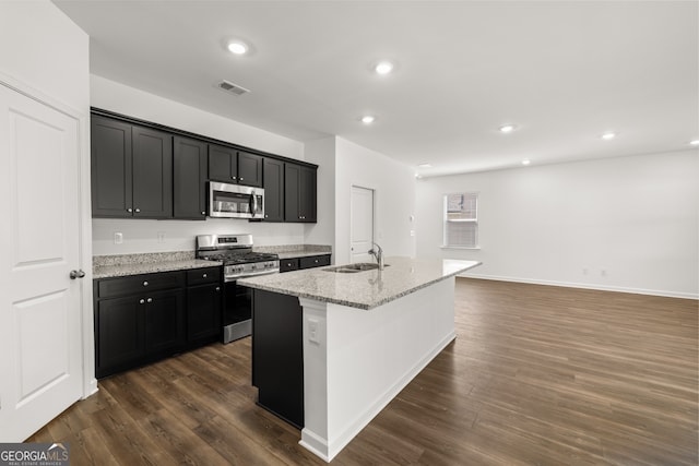 hallway with dark hardwood / wood-style flooring