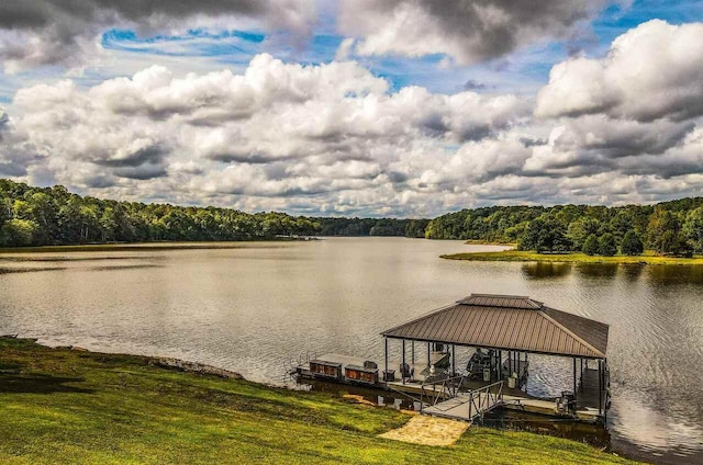 dock area featuring a water view