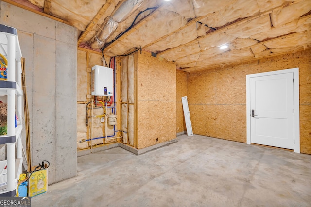 basement featuring water heater