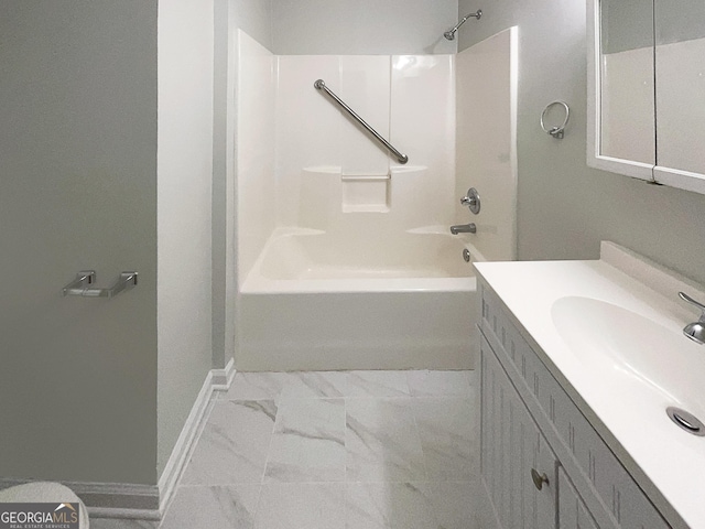 bathroom featuring vanity and shower / washtub combination