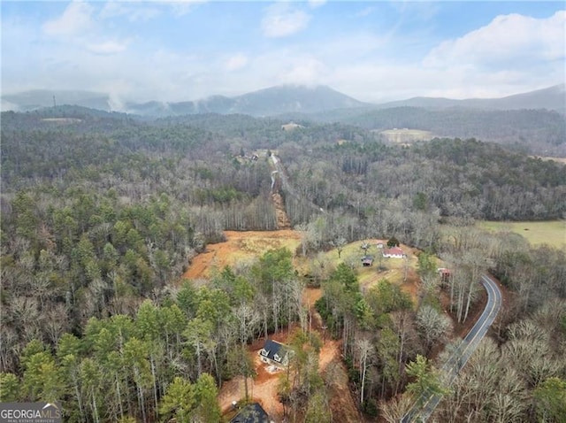 aerial view featuring a mountain view