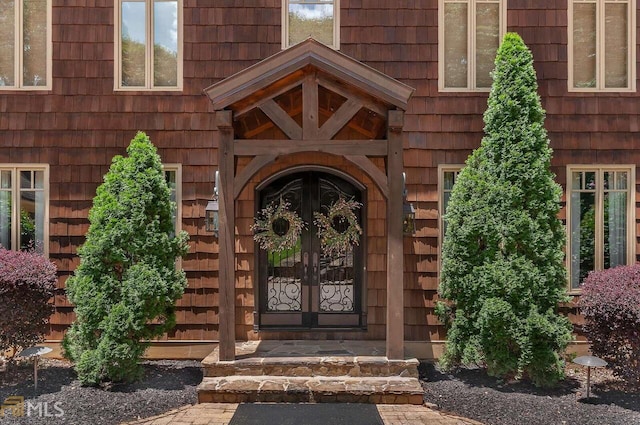 entrance to property with french doors