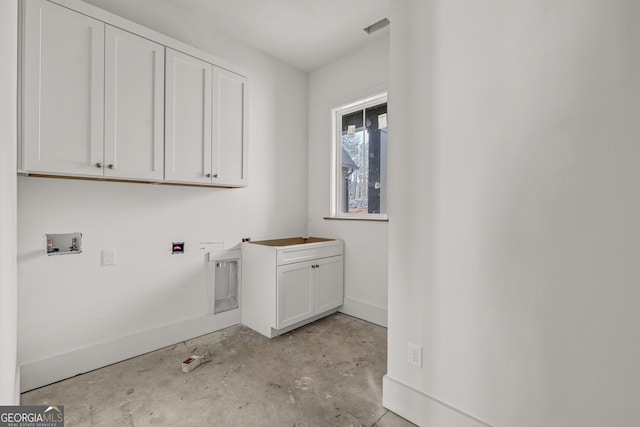 laundry room with cabinets and hookup for a washing machine