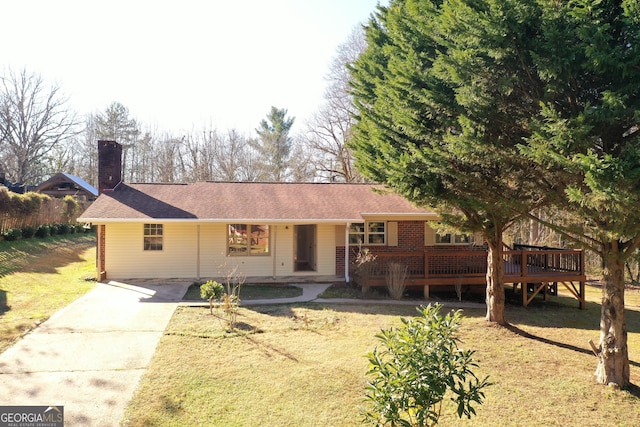 ranch-style house with a deck