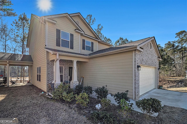 view of front of house with a garage