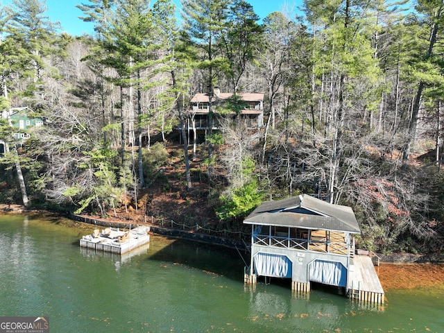 view of dock featuring a water view