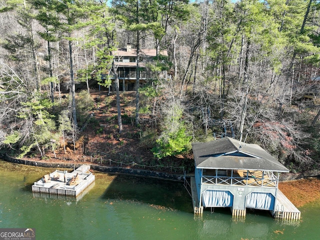 view of dock featuring a water view