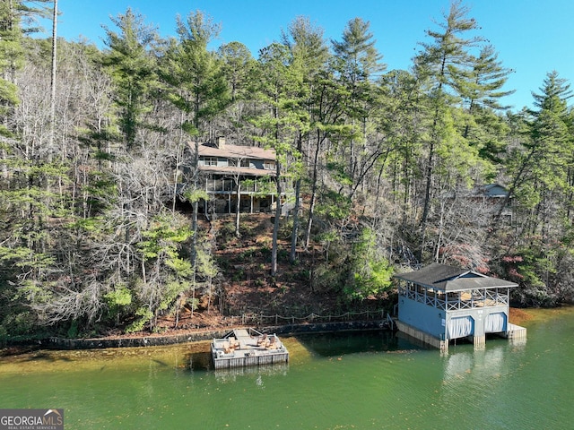 view of dock featuring a water view