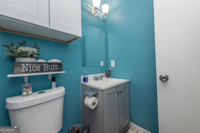 bathroom with toilet and vanity