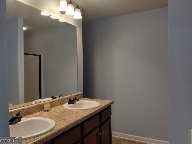 bathroom featuring vanity and tile patterned floors