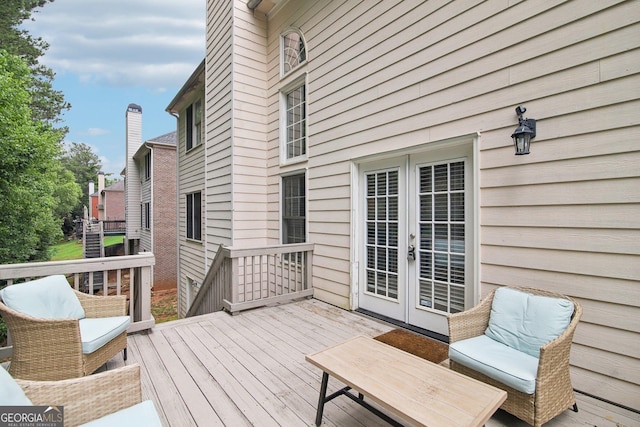 wooden deck with french doors