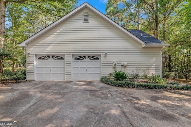 view of garage