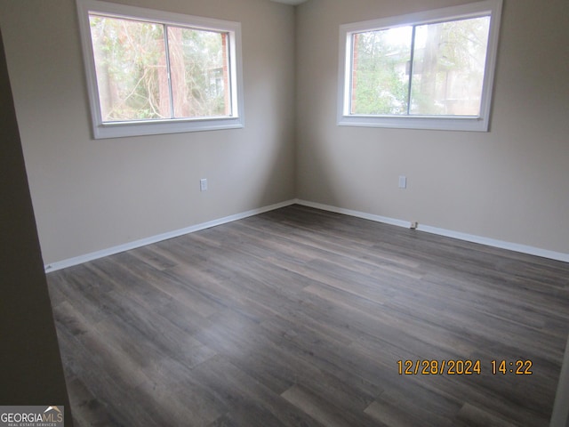 unfurnished room featuring dark wood-type flooring