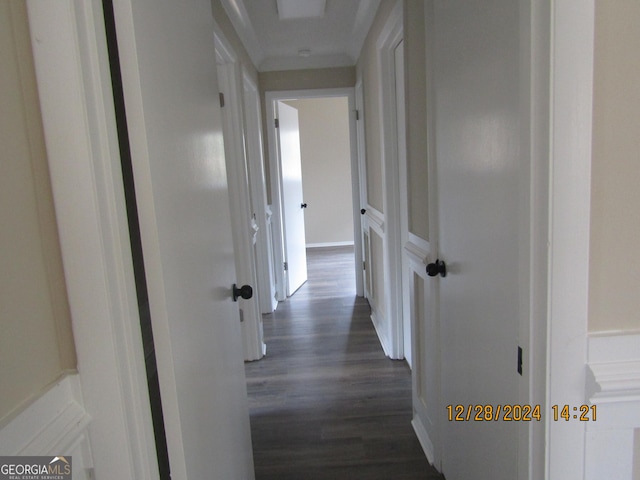 hall featuring dark hardwood / wood-style floors