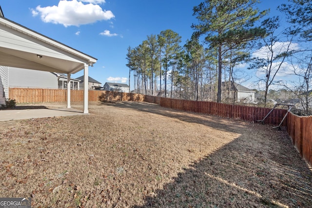 view of yard with a patio