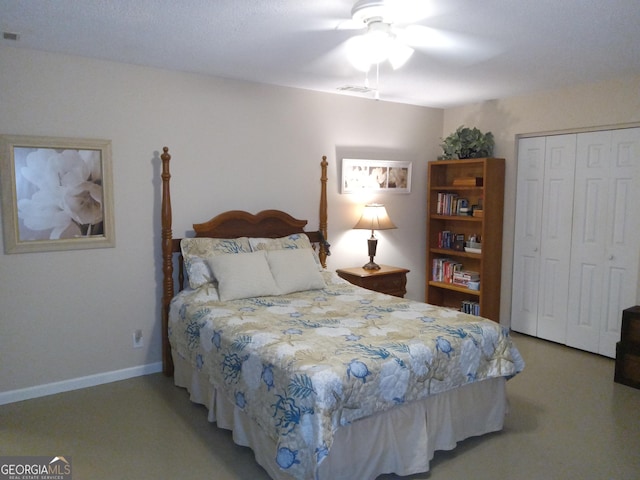 bedroom with a closet and ceiling fan