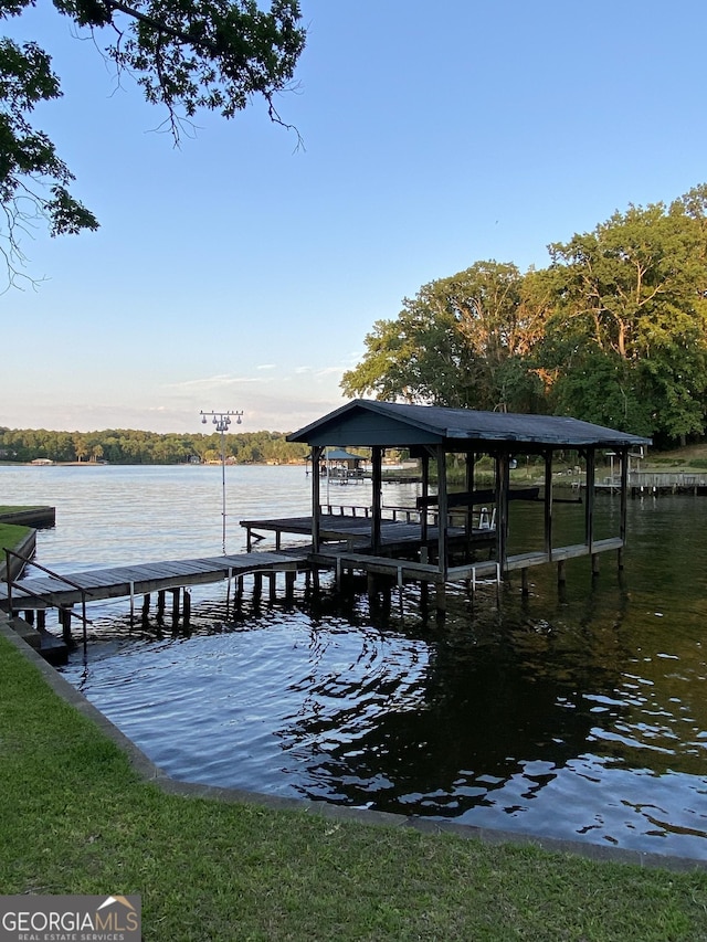 view of dock featuring a water view