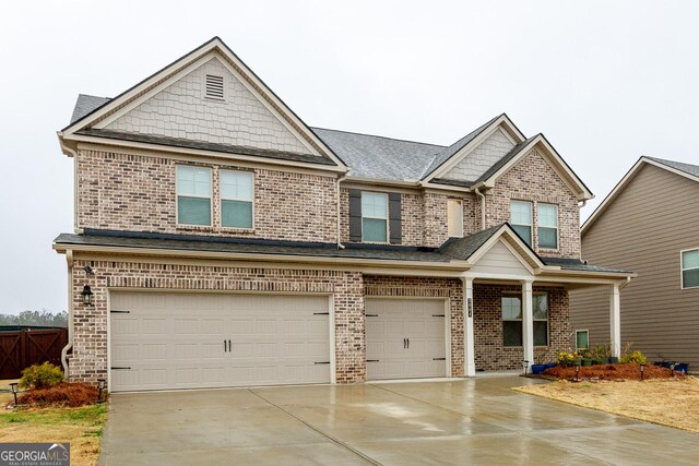 exterior space with a garage