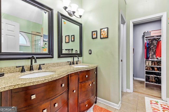 bathroom featuring vanity and tile patterned floors