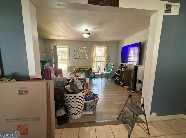 living room featuring light hardwood / wood-style flooring