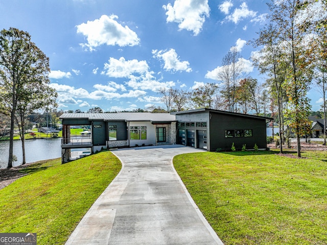 view of building exterior featuring a water view