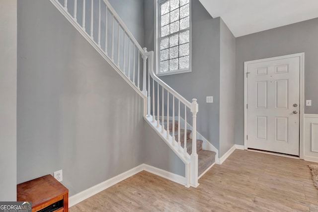 entrance foyer featuring light wood-type flooring